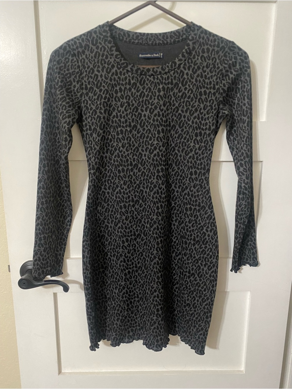 Abercrombie & Fitch Black and Charcoal Leopard-Print Mini Dress